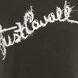 مملوكة مسبقًا Just Cavalli Black Logo Print Cotton Crew Neck Half Sleeve T-Shirt M