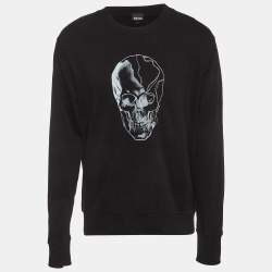 Pre Owned Just Cavalli Black SKull Printed Cotton Knit Jumper L