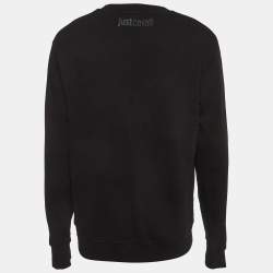 Pre Owned Just Cavalli Black SKull Printed Cotton Knit Jumper L