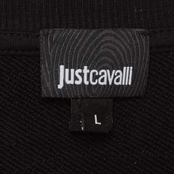 Pre Owned Just Cavalli Black SKull Printed Cotton Knit Jumper L