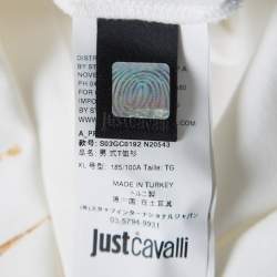 Pre Owned Just Cavalli White Metallic Skull Print Short Sleeve T-Shirt XL