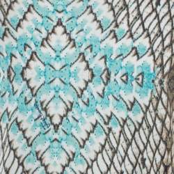 Pre Owned Just Cavalli Multicolor Snakeskin Print Cotton Blend V Neck T- Shirt XXL