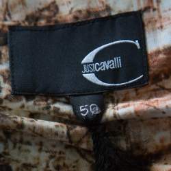 Pre Owned Just Cavalli Brown Abstract Print Stretch Cotton Button Front Shirt L