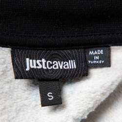 Pre Owned Just Cavalli Black Cotton Duel Print Fleece Zip Jacket S
