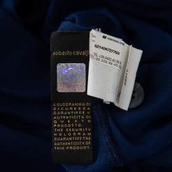 Pre Owned  Just Cavalli Blue Cotton Palm Tree Embroidered Polo T Shirt XL 