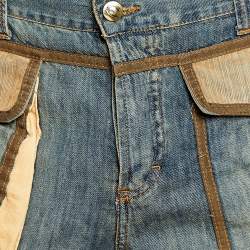 Pre Owned Just Cavalli Blue Washed Out Denim Cargo Pocket Detail Distressed Jeans XL