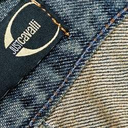 Pre Owned Just Cavalli Blue Washed Out Denim Cargo Pocket Detail Distressed Jeans XL