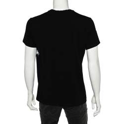 Pre Owned Just Cavalli Black Printed Cotton Knit Round Neck T-Shirt L