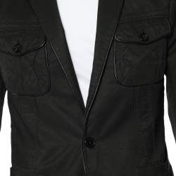 Pre Owned Just Cavalli Black Cotton Trim Detail Blazer L