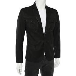 Pre Owned Just Cavalli Black Cotton Trim Detail Blazer L