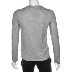 Just Cavalli Grey Cotton Embroidered Detailed Long Sleeve T-Shirt M