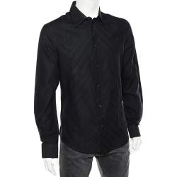 Pre Owned Just Cavalli Black Cotton Paneled Button Front Shirt XL