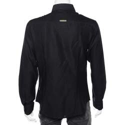 Pre Owned Just Cavalli Black Cotton Paneled Button Front Shirt XL