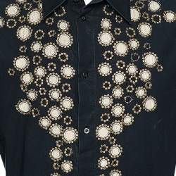 Pre Owned Just Cavalli Black Embellished Cotton Button Front Shirt XXL