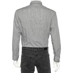 Just Cavalli Grey Checkered Cotton Button Front Shirt 3XL