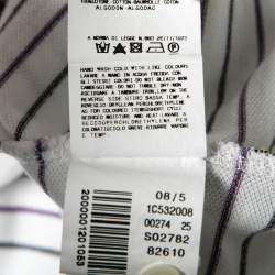Pre Owned Just Cavalli White Striped Cotton Embroidered Polo T-shirt XXL