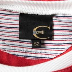 Pre Owned Just Cavalli Pink and Grey Striped Crew Neck T-Shirt XL