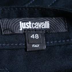 Pre Owned Just Cavalli Navy Blue Wool Side Stripe Detail Trousers M Waist 33"