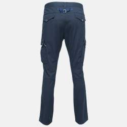 Pre Owned Just Cavalli Navy Blue Wool Side Stripe Detail Trousers M Waist 33"