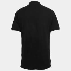 Pre Owned Just Cavalli Black Logo Print Cotton Polo T-Shirt L   