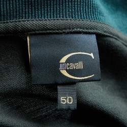 Just Cavalli Olive Green Cotton Pique Long Sleeve Polo T-Shirt L