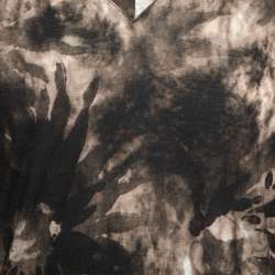 Pre Owned Just Cavalli Brown Printed Jersey V-Neck Short Sleeve T-Shirt XXL