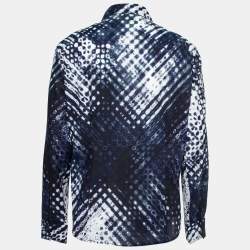 Just Cavalli Blue Printed Cotton Button Front Shirt 2XL