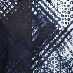 Just Cavalli Blue Printed Cotton Button Front Shirt 2XL