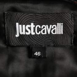 Just Cavalli Blue Multicolor Printed Sequined Bomber Jacket S