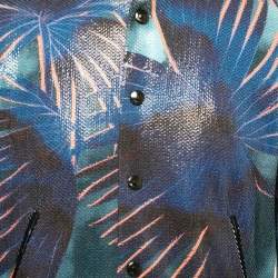 Just Cavalli Blue Multicolor Printed Sequined Bomber Jacket S