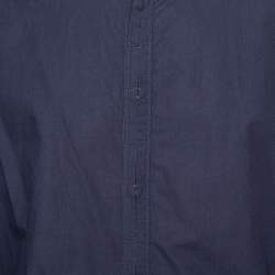 Pre Owned Just Cavalli Navy Blue Cotton Printed Sleeve Shirt L
