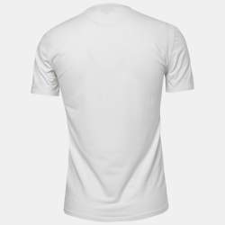 Pre Owned Just Cavalli White Graphic Logo Print Cotton V-Neck T-Shirt M