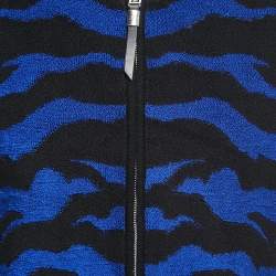 Pre Owned Just Cavalli Black/Blue Tiger Patterned Terry Zip-Up Jacket S