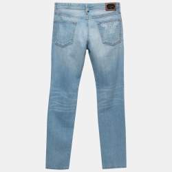 Pre Owned Just Cavalli Blue Washed Distressed Regular Fit Jeans XS Waist 30"