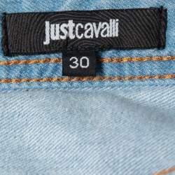Pre Owned Just Cavalli Blue Washed Distressed Regular Fit Jeans XS Waist 30"
