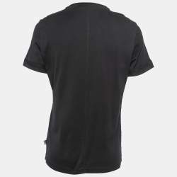 Pre Owned Just Cavalli Black Tiger Printed Cotton Crew Neck Half Sleeve T-Shirt L