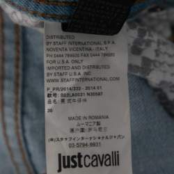 Pre Owned Just Cavalli Light Blue Washed & Distressed Denim Regular Fit Jeans S Waist 30"