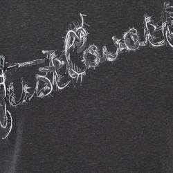 Pre Owned Just Cavalli Grey Logo Print Cotton Crew Neck Half Sleeve T-Shirt M