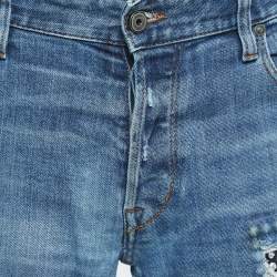 Pre Owned Just Cavalli Blue Washed & Ripped Denim Slim Fit Jeans XL Waist 36"