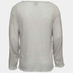 Just Cavalli Beige Knit Long Sleeve V-Neck T-Shirt 4XL