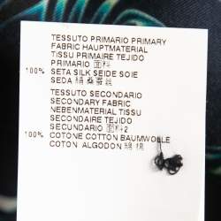 Pre Owned Just Cavalli Navy Blue Print Silk & Cotton Button Front Full Sleeve Shirt M