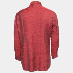 Just Cavalli Red Jacquard Button Front Full Sleeve Shirt XL