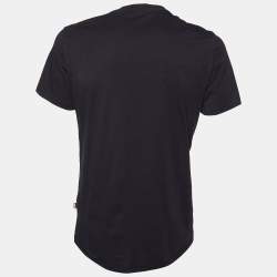 Pre Owned Just Cavalli Black Printed Cotton Knit Crewneck T-Shirt L