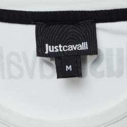 Pre Owned Just Cavalli White Snake Logo Print Cotton Crew Neck T-Shirt M