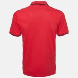 Pre Owned Just Cavalli Red Logo Embroidered Cotton Polo T-Shirt M