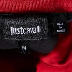Pre Owned Just Cavalli Red Logo Embroidered Cotton Polo T-Shirt M