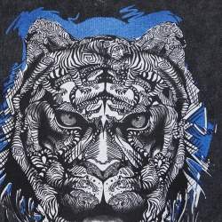 Pre Owned Just Cavalli Grey Tiger Printed Cotton Sweatshirt XL