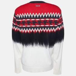 Just Cavalli Multicolor Patterned Wool and Silk V-Neck Sweater M