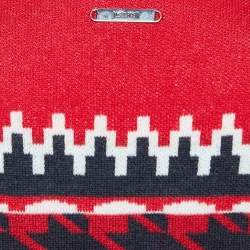Just Cavalli Multicolor Patterned Wool and Silk V-Neck Sweater M