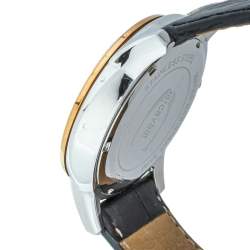 Pre Owned Just Cavalli Black Two Tone Stainless Steel Leather R7251161025 Men's Wristwatch 42mm